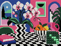 Thumbnail for Orchid Disco Still Life, 40x30 cm diamond painting – finished design preview with a close-up of square drills