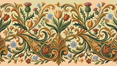 Decorative floral pattern Paint By Numbers, detailed flowers and leaves.