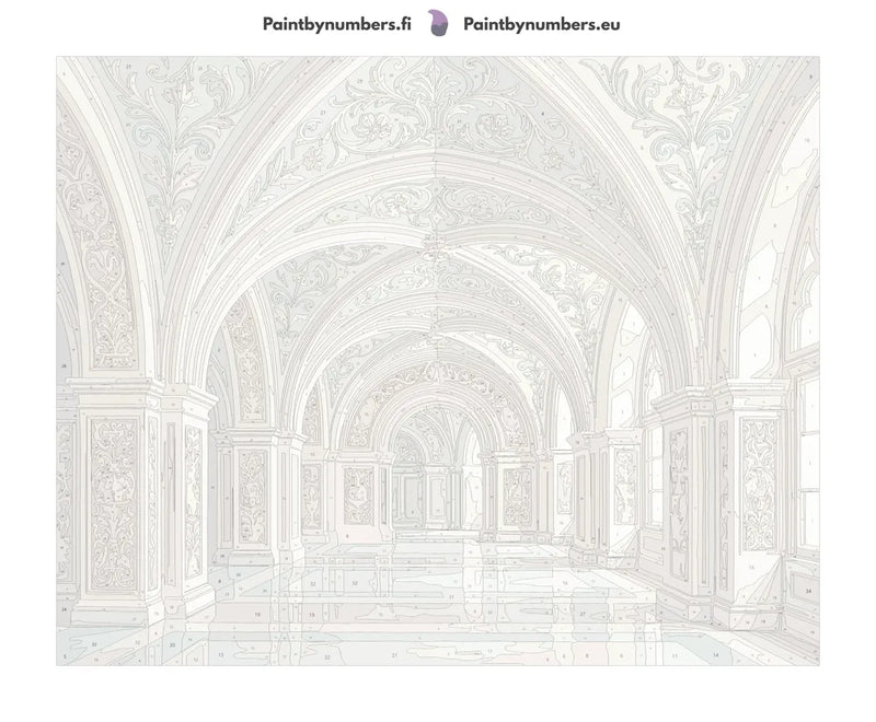 Numbered canvas - Ornate Arched Hallway 50x40cm