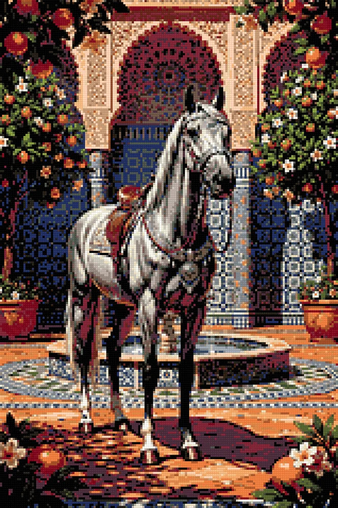 Diamond Pattern - Ornate Fountain Horse