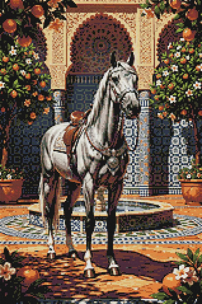 Diamond Pattern - Ornate Fountain Horse