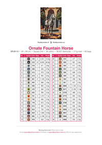Thumbnail for Ornate Fountain Horse diamond painting color chart – 38 DMC colors