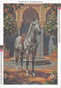 Thumbnail for Ornate Fountain Horse diamond painting adhesive canvas 40x60cm