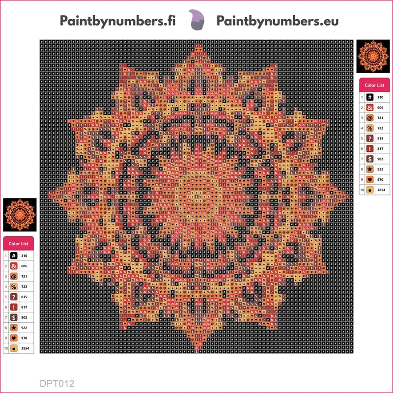 Ornate Star Pattern diamond painting adhesive canvas 20x20cm