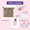 Thumbnail for What is included in the Owl in the Chestnut Hollow diamond painting kit - adhesive canvas, reference sheet, tools and numbered drill bags