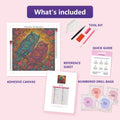 Thumbnail for Owl Pair 40x40cm diamond painting kit contents: adhesive canvas, color chart, tools and diamond bags