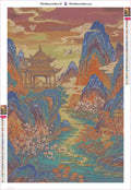 Thumbnail for Pagoda in the Mountains diamond painting adhesive canvas 40x60cm
