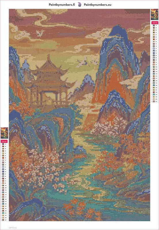 Pagoda in the Mountains diamond painting adhesive canvas 40x60cm