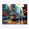 Thumbnail for The Heart of the City paint by numbers, tram in a city scene