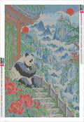 Thumbnail for Diamond painting adhesive canvas preview - Panda above the Cloud Stair
