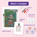 Thumbnail for What is included in the Panda Cub in the Rain Boots diamond painting kit - adhesive canvas, reference sheet, tools and numbered drill bags