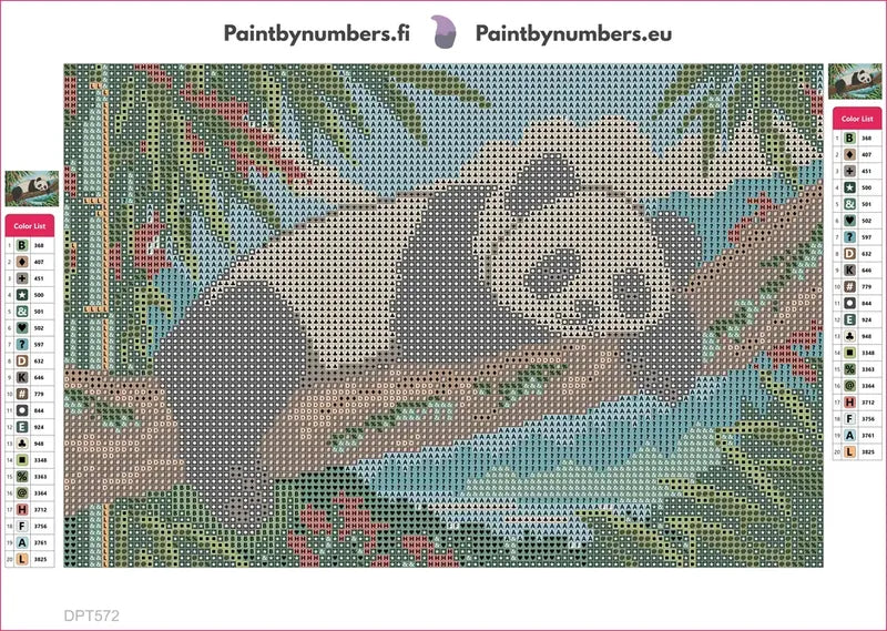 Diamond painting adhesive canvas preview - Panda Nap on the Crooked Bough