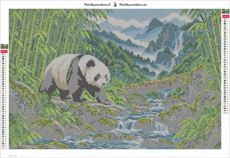Diamond painting adhesive canvas preview - Panda Trail through the Bamboo Valley