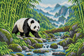 Thumbnail for Panda Trail through the Bamboo Valley, 60x40 cm diamond painting – full design preview without the close-up inset