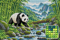 Thumbnail for Panda Trail through the Bamboo Valley, 60x40 cm diamond painting – finished design preview with a close-up of square drills
