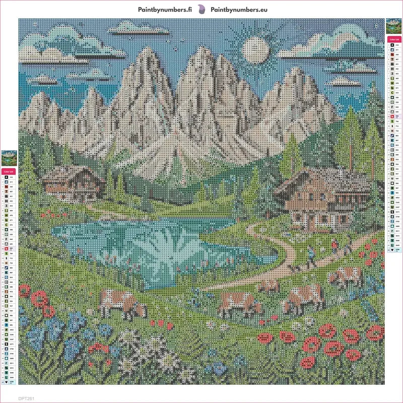 Papercut Dolomites diamond painting adhesive canvas 50x50cm