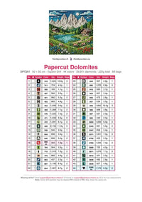 Thumbnail for Papercut Dolomites diamond painting color chart – 44 DMC colors