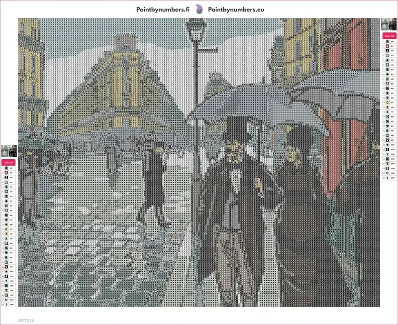 Diamond painting adhesive canvas preview - Paris Street Rainy Day