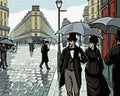 Miniatyrbild: Förhandsvisning av diamantmönstret för Caillebottes Parisgata i regn