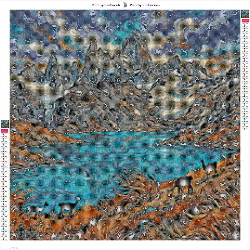 Patagonian Peaks diamond painting adhesive canvas 60x60cm