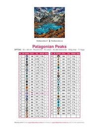 Thumbnail for Patagonian Peaks diamond painting color chart – 43 DMC colors
