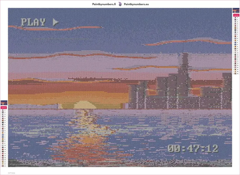 Diamond painting adhesive canvas preview - Paused Tape at Dusk