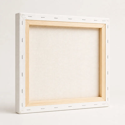 Paint by numbers stretched on a wooden frame – back view