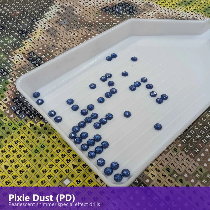 Pixie Dust special drills close-up – pearlescent shimmer on diamond painting drills