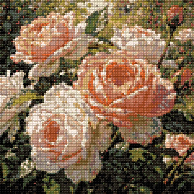 Diamantmönster för Peach and White Roses
