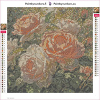 Thumbnail for Peach and White Roses diamond painting adhesive canvas 30x30cm