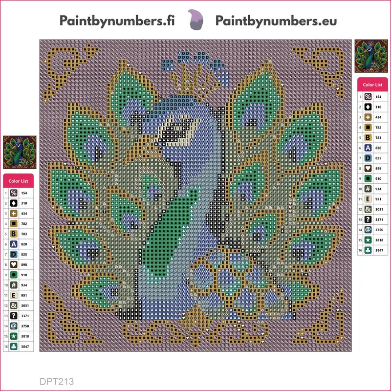 Diamond painting adhesive canvas preview - Peacock Jewel