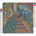 Thumbnail for Diamond painting adhesive canvas preview - Peacock on the Mosaic Stair