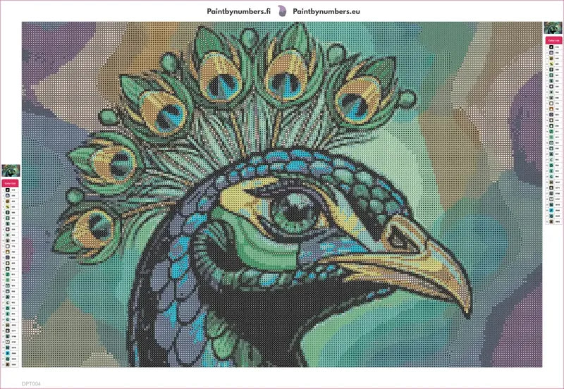Peacock Portrait diamond painting adhesive canvas 60x40cm