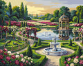 Thumbnail for Peacocks, fountain, and gazebo in a garden paint by numbers.