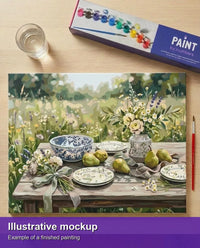 Thumbnail for Finished paint by numbers mockup - Pears and Flowers Picnic Table 50x40cm