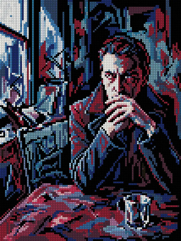 Pensive Man by Window, 30x40 cm diamond painting – full design preview without the close-up inset