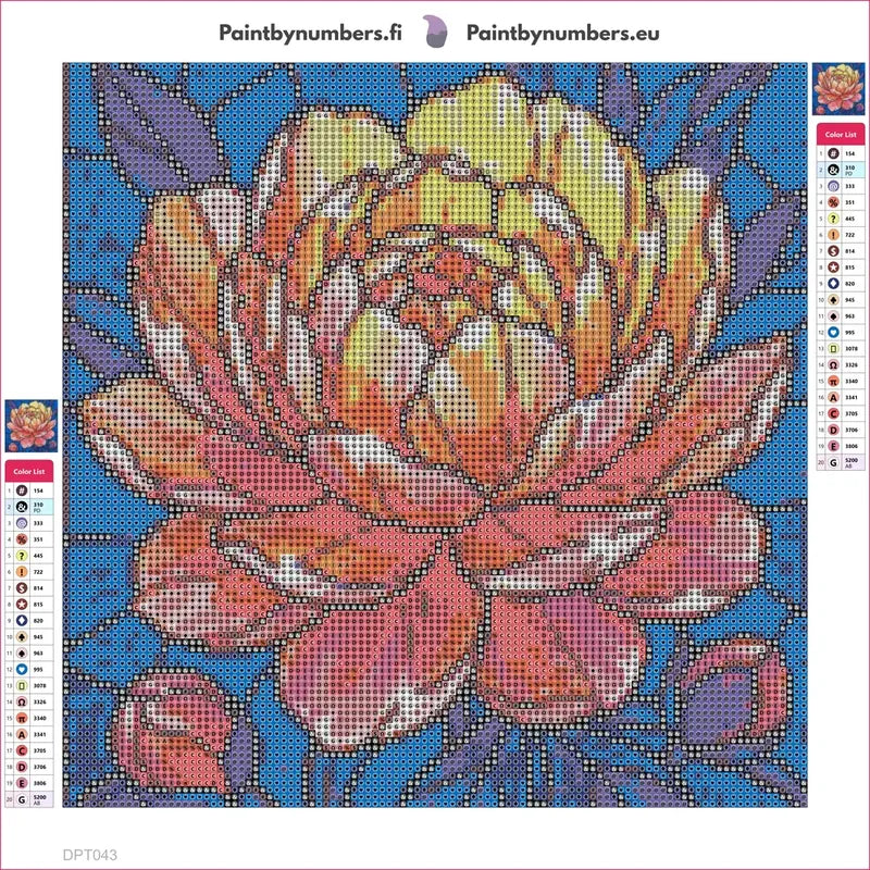 Peony Bud diamond painting adhesive canvas 30x30cm