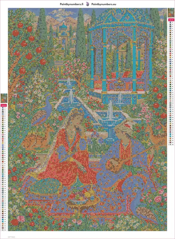 Diamond painting adhesive canvas preview - Persian Miniature Garden