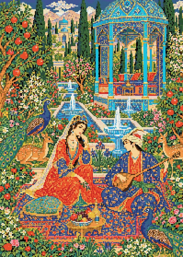Persian Miniature Garden, 50x70 cm diamond painting – finished design preview