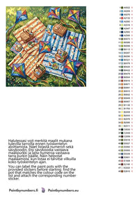 Thumbnail for Paint color chart and instructions - Picnic Blankets and Kites 50x50cm