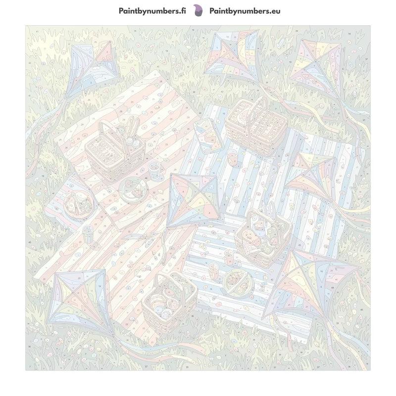 Paint by numbers numbered canvas - Picnic Blankets and Kites 50x50cm