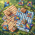 Thumbnail for Picnic blankets, baskets, and colorful kites paint by numbers.