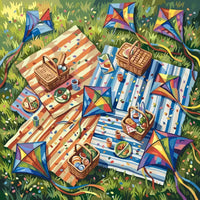 Thumbnail for Picnic blankets, baskets, and colorful kites paint by numbers.
