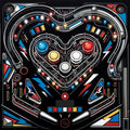 Thumbnail for Diamond painting with a heart-shaped pinball table and bright colors.