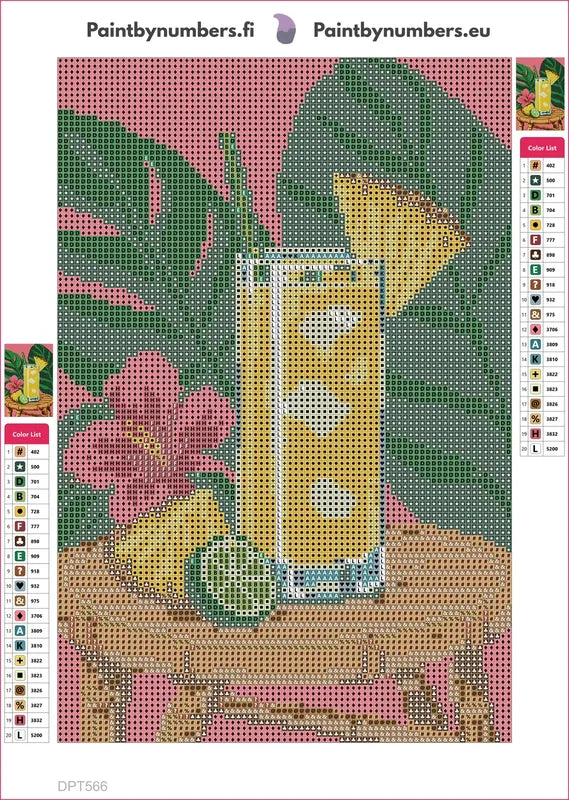Diamond painting adhesive canvas preview - Pineapple Cooler under Broad Leaves