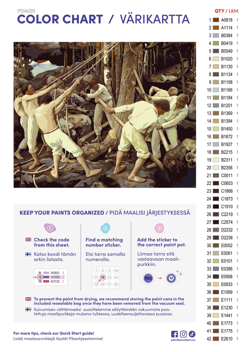 Color chart and instructions - Pioneers in Karelia 50x40cm