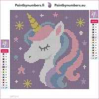 Thumbnail for Diamond painting adhesive canvas preview - Pixel Unicorn