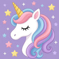Thumbnail for Diamond Painting of a pastel-colored unicorn with stars on a purple background.