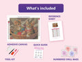 Thumbnail for Playful Kittens 40x30cm diamond painting kit contents: adhesive canvas, color chart, tools and diamond bags