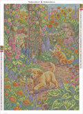 Thumbnail for Diamond painting adhesive canvas preview - Playful Puppy and Kittens in Garden
